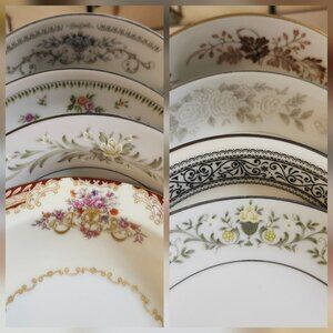 8- Mismatched Fine China Berry Dessert Bowls ~5.5" Floral Porcelain Eclectic Set